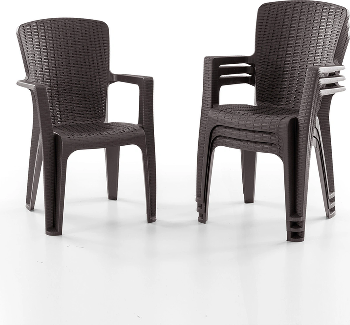 Side 6 Kişilik Rattan Masa Sandalye Takımı Kahve Kahve