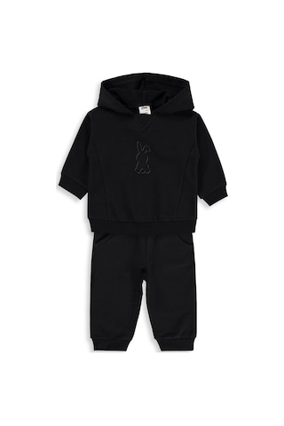 Civil Baby Tavşan Baskılı Kapşonlu Basic 6-18 Ay Takım - Siyah