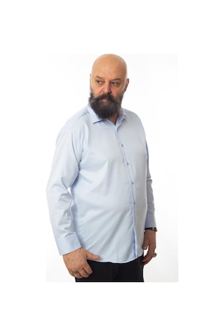 Dicotto Mavi Ekstra Büyük Yaka 4 Drop Rahat Kesim Micro Kumaş Kol Düğmeli Regular Fit Erkek Gömlek - 189-4-dc24w 001