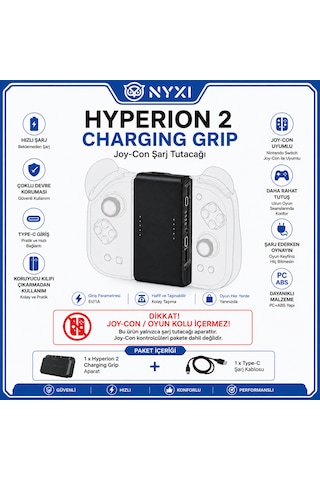 Nyxı Hyperion 2 Charging Grip Joy-con Şarj Aparatı, Type-c Hızlı Şarj, Koruyucu Kılıf Uyumlu Kol Dahil Değildir