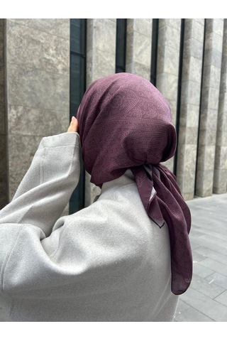Qalortex Scarf Pamuklu Soft İnci Desen Eşarp-vişne Çürüğü antrasit