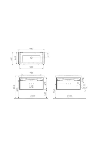 VitrA Sento 100Cm Antrasit Banyo Dolabı Alt Modül Ve Lavabo 60820 Antrasit