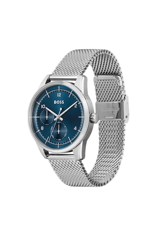 Hugo Boss HB1513942 Hasır Metalik Gri Mavi Kadran 42 mm Erkek Kol Saati