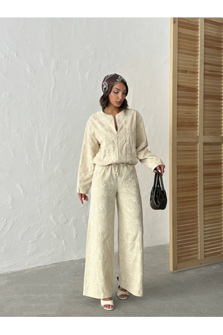 Verymoda Çiçek Nakışlı Fermuarlı Ceket F1948 Taş