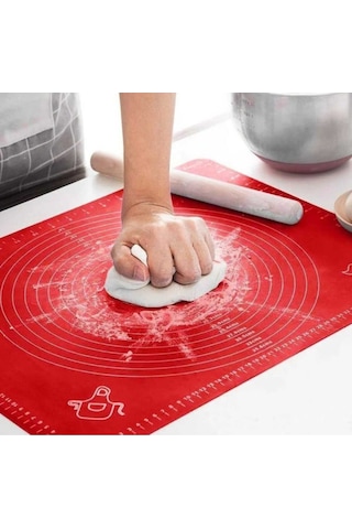 Büyük Boy Silikon Hamur Matı İle Birlikte Ahşap Saplı 5"li Spatula Seti Kolay Kullanım Silikon Çok R Diğer