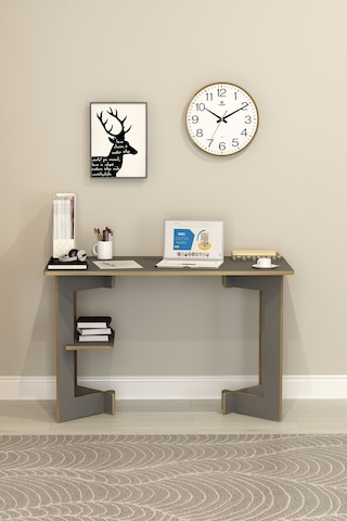 Asra Trend Raflı Modern Çalışma Masası ÇM-02 %100 MDF Bilgisayar Ofis Ders Masası Antrasit
