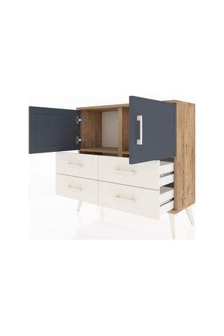 Arges Şifonyer 2 Raflı 4 Çekmeceli 2 Kapaklı 88x30x80 Çam-antrasit/aytaşı Antrasit/aytaşı
