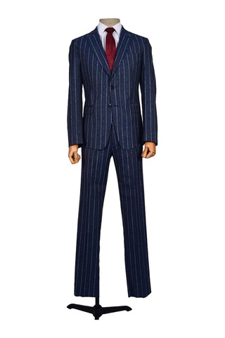 Kalın Çizgi Çift Düğme 6 Drop Slim Erkek Takım Elbise