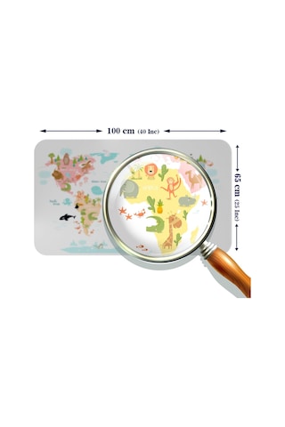 Eğitici Dünya Haritası Dünya Atlası Çocuk Ve Bebek Kız Çocuğu Odası Duvar Sticker-60x105-3777 - Renkli Çok Renkli
