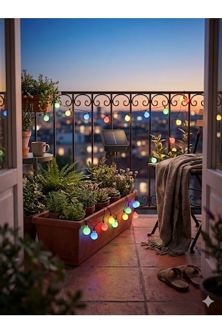 5 Metre 28 Led Top Güneş Enerjili Bahçe Aydınlatması Rgb Renkli