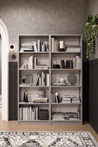 Asra Trend 2 Modüllü Kitaplık K-003 %100 MDF 10 Bölmeli Modern Ofis Çalışma Masası Yanı Rafı Kül Gri