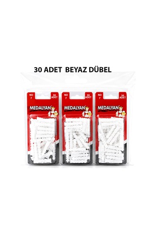 Medalyan Dl-37 Beyaz Plastik Dübel No 7 - 30 Adet