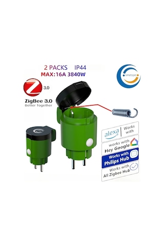 Xuweiwei Zigbee 3.0 Akıllı Dış Mekan Prizi Wifi 1 Paket Sesli Kontrol Zamanlayıcı 16a Alexa Home Assistant Hue Köprüsü Simatoper
