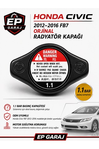 Honda Cıvıc Fb7 2012 2016  Radyatör Kapağı 1.1 Bar
