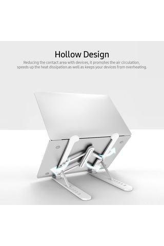 Jeemson Laptop Ve Tablet Için Yüksekliği Ayarlanabilir 7 Seviye Katlanabilir Isı Dağıtıcı Abs Stand - 16 İnç Altı Cihazlar İçin Beyaz
