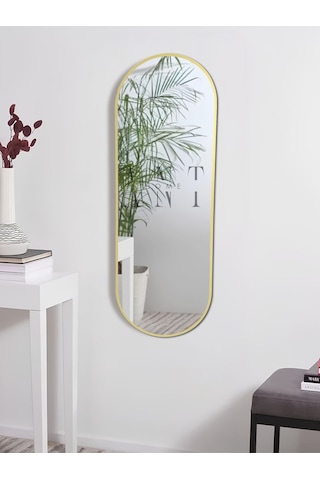 Model Alfa Dekoratif Ayna Duvar Aynası Konsol Aynası Mdf Elips Ayna 120x50 120 X 50 Gold