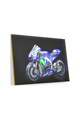 Cakasepetim Yamaha Eneos Mavi Yarış Motorsikleti Karanlık Arka Plan Ahşap Mdf Tablo