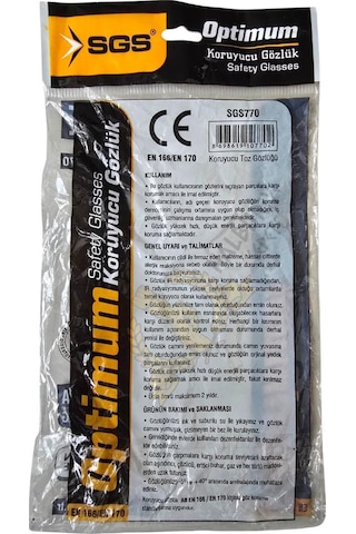 Sgs Optimum Koruyucu Toz Gözlüğü - Şeffaf - En 166 En 170