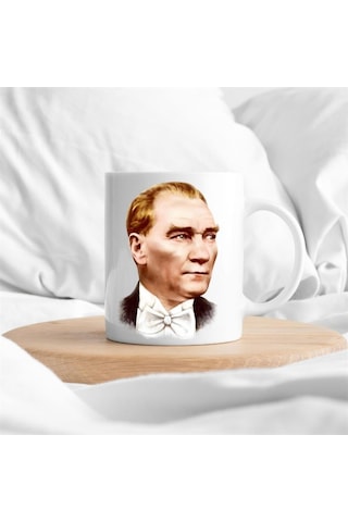 Kişiye Özel Mustafa Kemal Atatürk Resimli Kupa Bardak Ve Kalem Hediye Seti