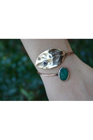 Stoneage Jewellery Yeşim Taşlı Tasarım Bileklik Bronz