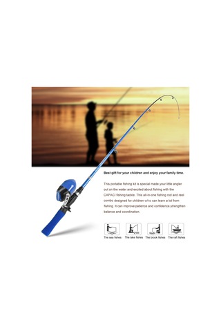 Lemestar Başlangıçcı Ve Çocuklar İçin Teleskopik Olta, Makara Ve Aksesuarlarıyla Tam Olta Seti Mavi/yeşil Seçenekli