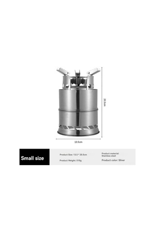 Symbee Küçük Çelik Güneşli Taşınabilir Mangal: Çift Duvarlı, İki Seviye Yanma, Kamp-piknik İçin Isı Kaynağı Gümüş