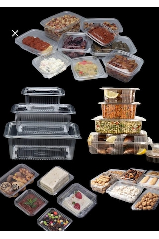 Plastik Sızdırmaz Kap 500 Gr - 1000 Gr - 2000 Gr Kullan At Tek Kullanımlık Kapaklı Kase 25 Adet 3 Lü Set