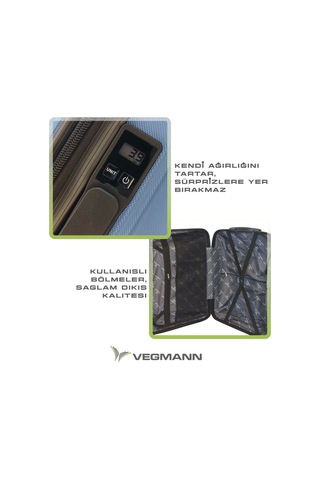 Vegmann Tartılı Scavel Mavi Orta Boy Valiz Mav