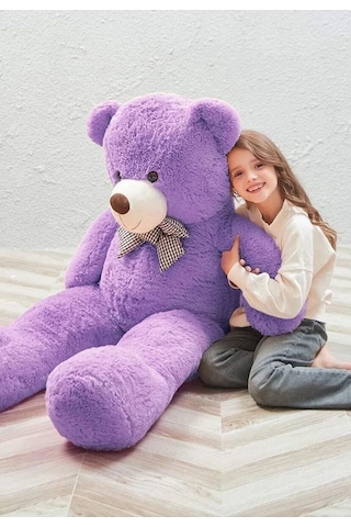 Papyonlu 180-190 Cm Dev Boy Sevimli Peluş Koca Ayı - Sevgiliye Eşe - Arkadaşa Özel Hediye Lila