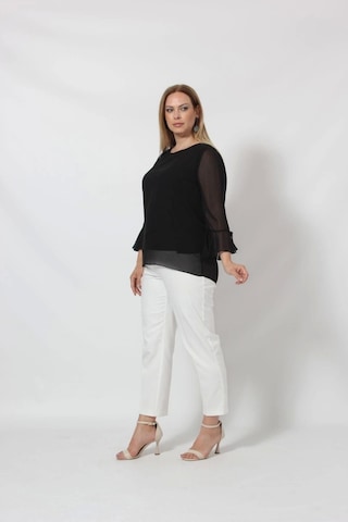 3119s Siyah Kolu Valon Ve Bağcık Detaylı Bluz Siyah