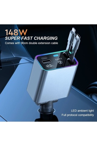 Zyzqstore 148w Pd 66w Araba Şarj Cihazı, Katlanabilir Araç Çakmak Adaptörü, 1 Adet 1 Adet