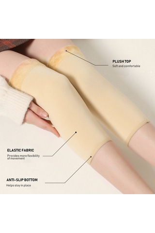 Moveevo Bayanlar İçin Kışlık Elastik Knee Warmer Yumuşak Kadife Dolgulu Isı Sağlar Ve Dizleri Korur Siyah 2 Adet Siyah