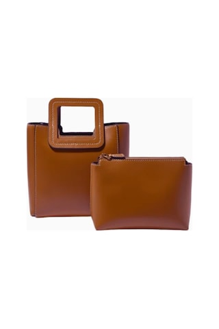 Staud Mini Shirley Tote Bag Kadın Deri Çanta, Şık Ve Çok Yönlü Omuz Çantası Kahverengi