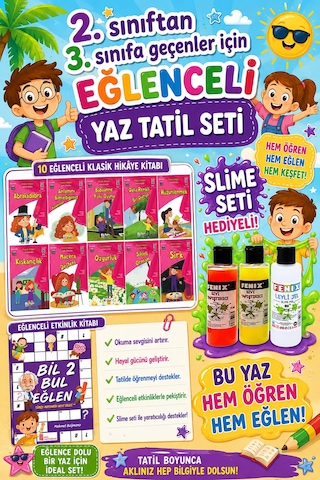 2.sınıftan 3.sınıfa Geçenler İçin Eğlenceli Tatil Seti Slime Set Hediyeli
