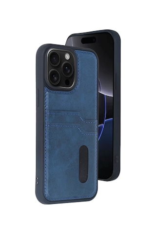 Newface Apple iPhone Uyumlu 15 Pro Max Kılıf Sara Kartvizitli Deri Kılıf