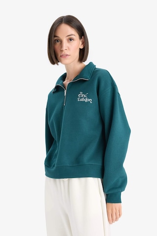Defacto Regular Fit Yarım Fermuarlı Baskılı Kalın Sweatshirt F1067ax25augn1040 Yeşil