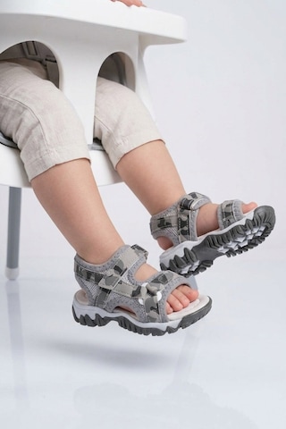 Arzen Gri-kamuflaj Polyester Karışımlı Çocuk Sandalet 25t104 B