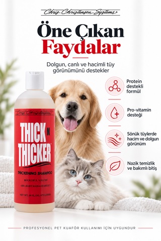 Chris Christensen Thick N Thicker Hacim Ve Kabarıklık Veren Kedi Köpek Şampuanı 473 Ml