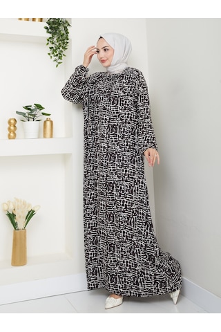 Önü Büzgülü Viskon Elbise - Kahverengi / E0130 Kahverengi