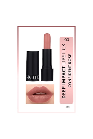 Note Cosmetique Deep Impact Lipstick Kremsi Dokulu Yarı Parlak Ruj 03 Confident Rose - Nude
