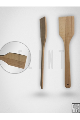 Gürgen Ağacı El Yapımı Tahta Ahşap Spatula Servis Kaşığı 32 Cm