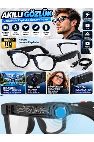 S2 Max Akıllı Gözlük Kameralı Bluetooth Konuşma Ve Çekim Özellikli Gözlük Siyah Ve Beyaz Cam Hediye