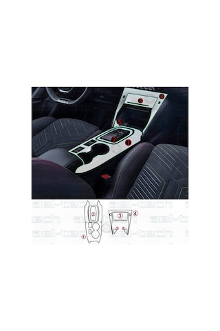 Peugeot 2008 E-toggle Uyumlu Vites Etrafı Piano Black Tpu Koruyucu 6 Lı Set