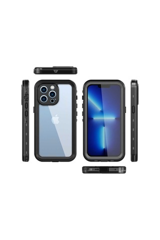 Apple Uyumlu iPhone 13 Pro Kılıf 1-1 Su Geçirmez Kılıf Siyah