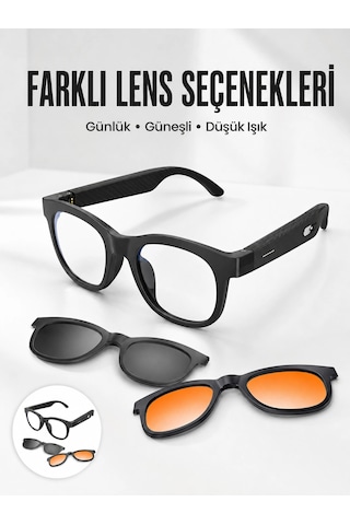 Mey İthalat Yapay Zekâ Destekli Akıllı Gözlük Bluetooth 5.3 Bağlantı Dokunmatik Kontrol Ve Manyetik Lens Siste