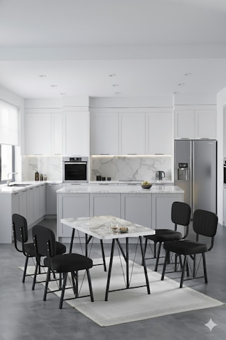 Elfin 70x110cm Sabit Efes Yemek Masası, Yemek Masası Takımı, Mutfak Masası, 4 Siyah Sandalye Siyah