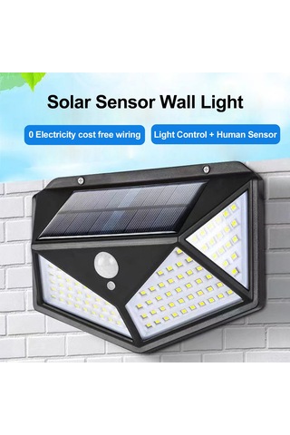 Xiyyadms Güneş Enerjili Duvar Lambası, 20 Led Işık, Ev Ve Bahçe Aydınlatması, Pc+abs Malzeme, 18650 Lityum Pil Siyah