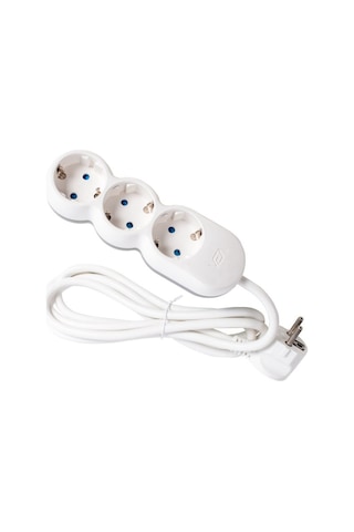 Vea, 3lü 1.5 Metre Grup Priz Uzatma Kablosu, Çocuk Korumalı, Topraklı Priz - 3500 Watt, 10 Amper, Beyaz Renk 1,5 Metre 1.5