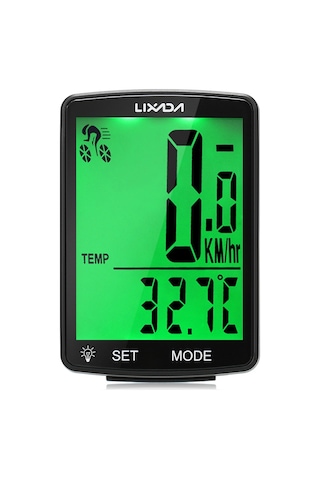 Lıxada Bisiklet Bilgisayarı 2,8 İnç Ekran Modeli: Ya100-a Siyah Kabuk Yeşil Işık Siyah