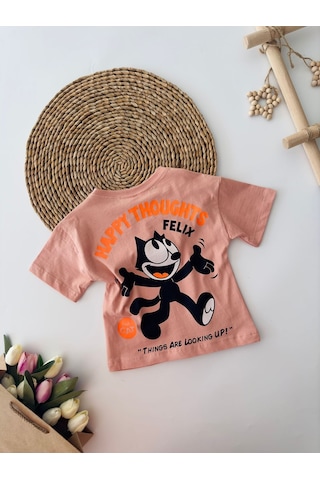 Miniğimin Cicileri Flx Kedi Baskılı Unisex Çocuk Tşört - Gül ... Gül Kurusu